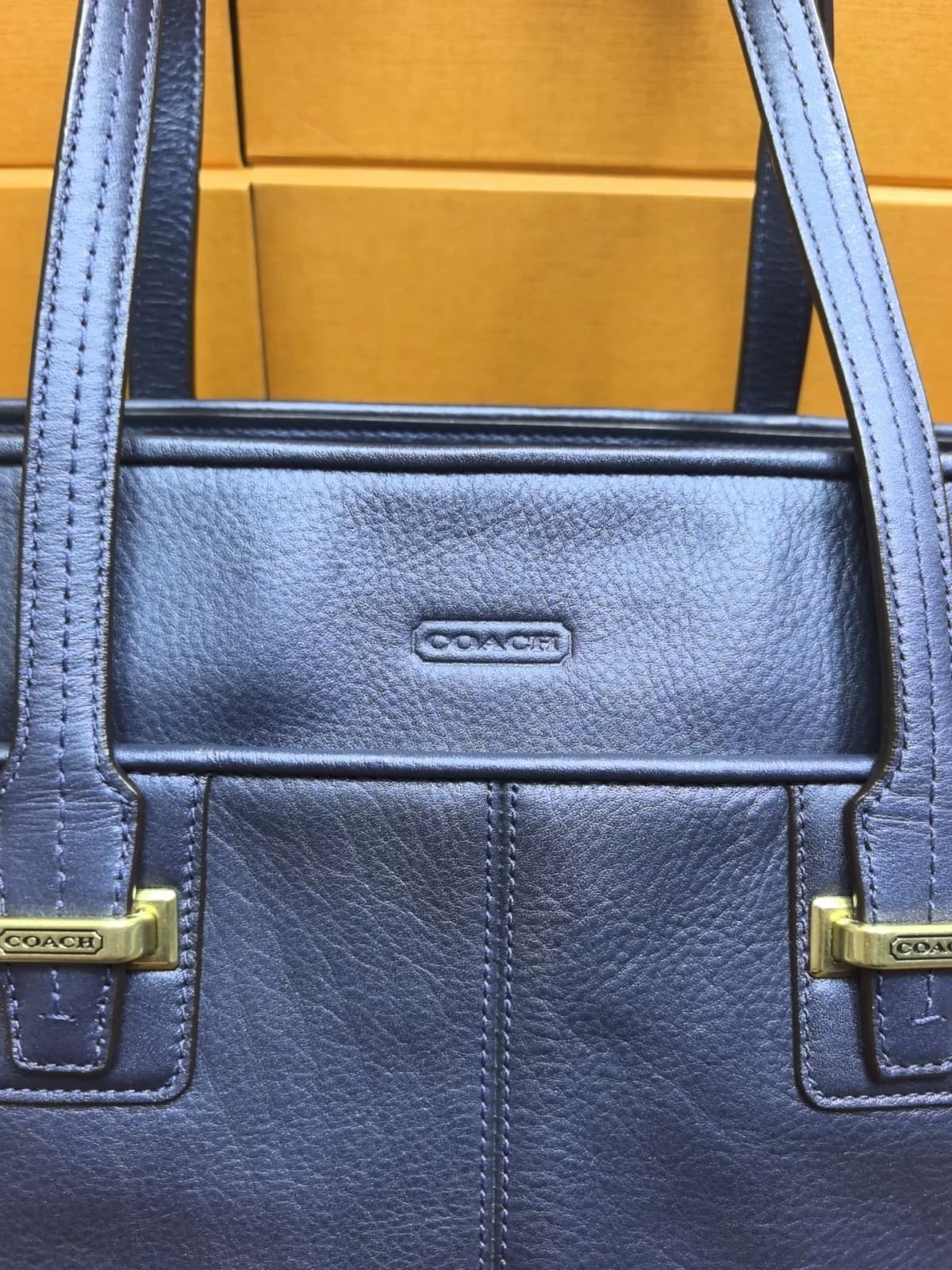 Vintage Coach Blue Structured Tote Bag 5