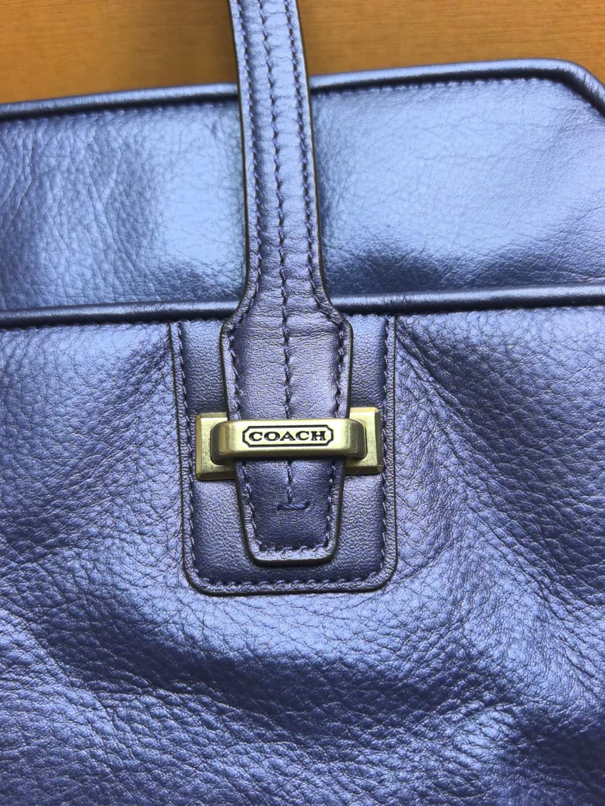 Vintage Coach Blue Structured Tote Bag 6