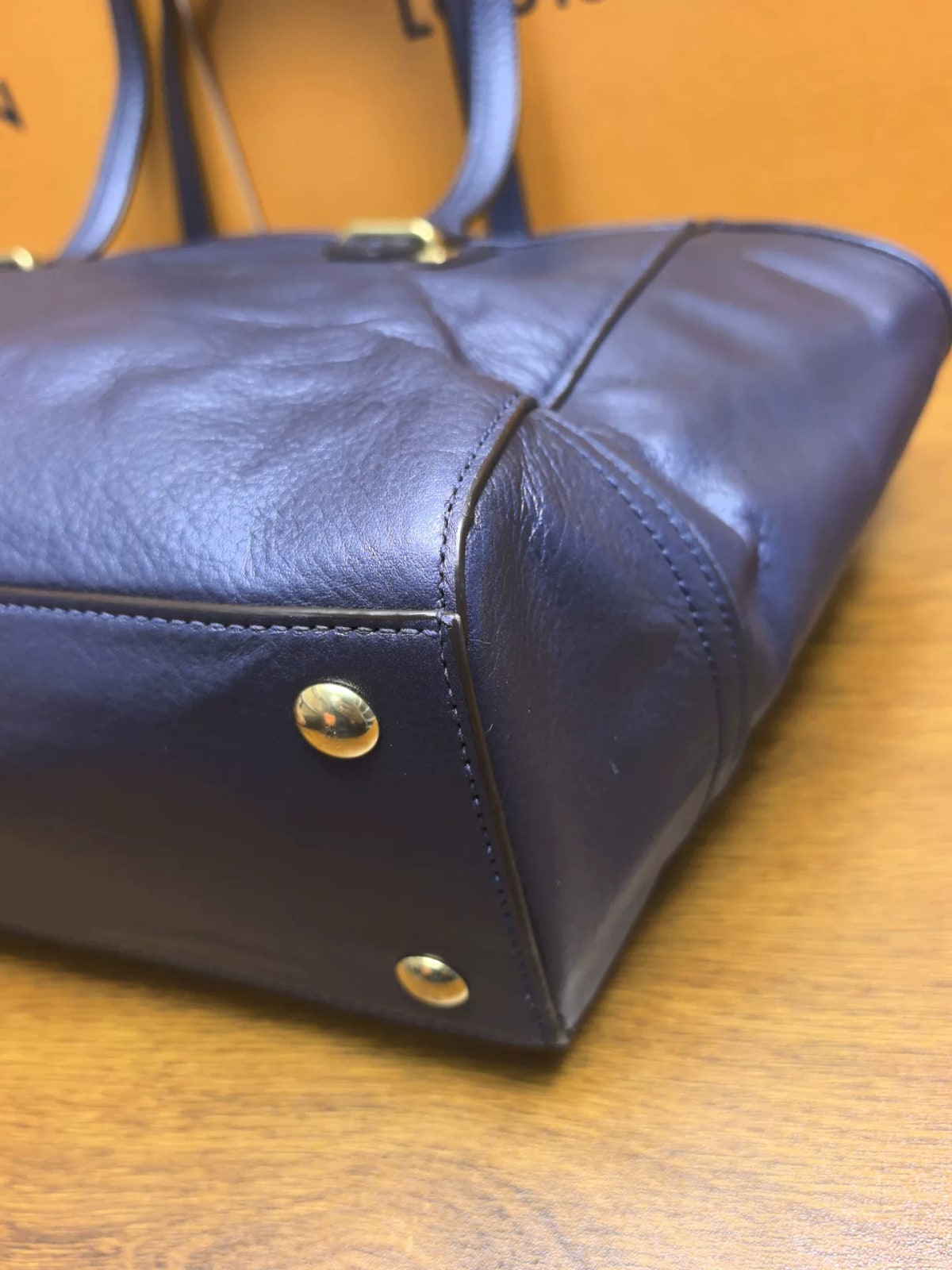 Vintage Coach Blue Structured Tote Bag 8