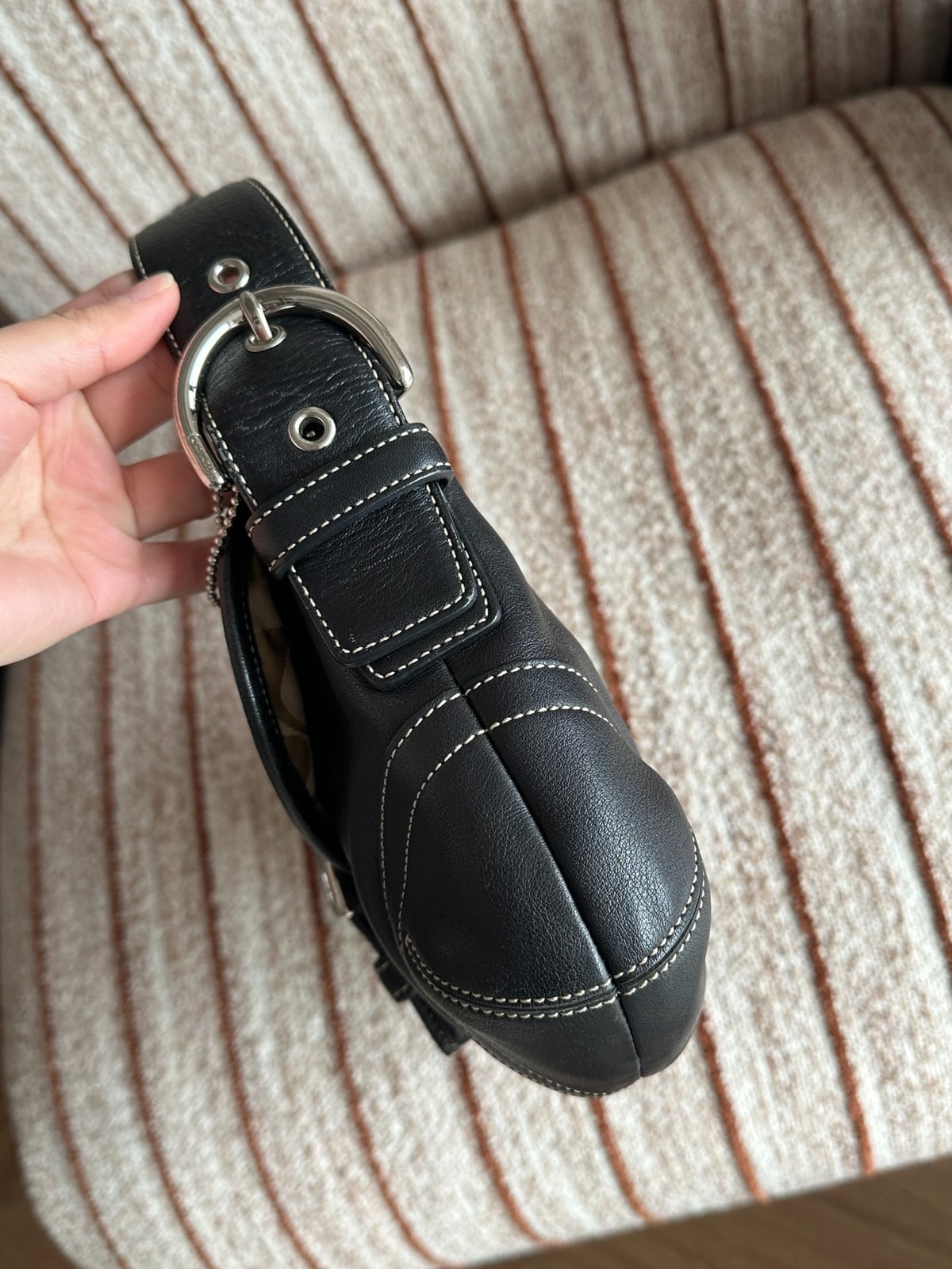 Vintage Coach Black Stitched Mini Hobo Bag 5