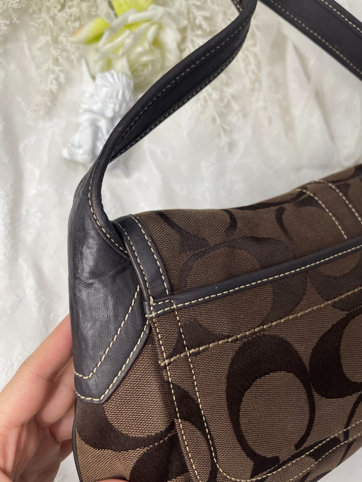 Vintage Coach Brown Signature Flap Shoulder Bag 7